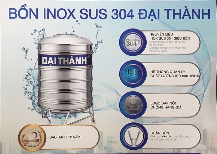 Bồn nước inox Đại Thành inox 304 Bồn nước inox Đại Thành inox 304