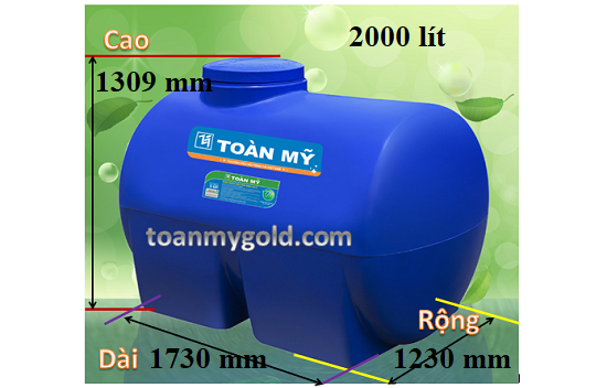 Kích thước sản phẩm Bồn nhựa Toàn Mỹ 2000l ngang Kích thước sản phẩm Bồn nhựa Toàn Mỹ 2000l ngang