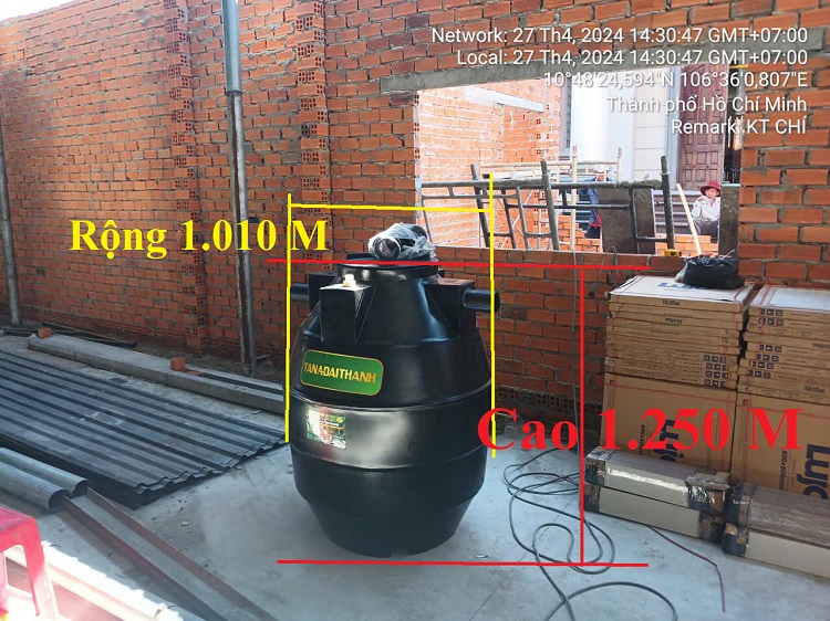 Kích thước Bồn tự hoại DT 500L Đứng Kích thước Bồn tự hoại DT 500L Đứng