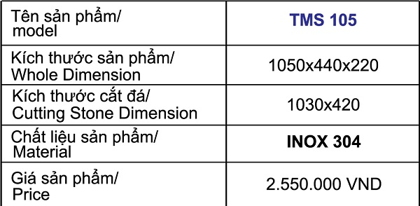Kích thước Chậu rửa Toàn Mỹ TMS105 Cao Cấp Kích thước Chậu rửa Toàn Mỹ TMS105 Cao Cấp