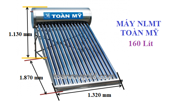 Kích thước máy nước nóng năng lượng mặt trời Toàn Mỹ 160 lít Kích thước máy nước nóng năng lượng mặt trời Toàn Mỹ 160 lít