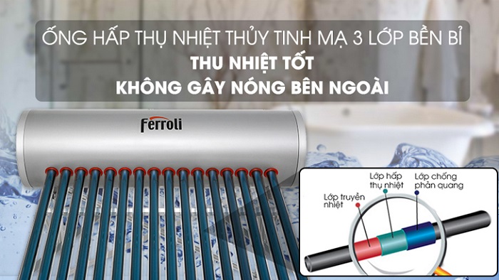 Ống hấp thụ nhiệt bằng thủy tinh mạ 3 lớp bền bỉ, thu nhiệt tốt Ống hấp thụ nhiệt bằng thủy tinh mạ 3 lớp bền bỉ, thu nhiệt tốt