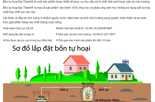 Cấu tạo bồn tự hoại Đại Thành Cấu tạo bồn tự hoại Đại Thành