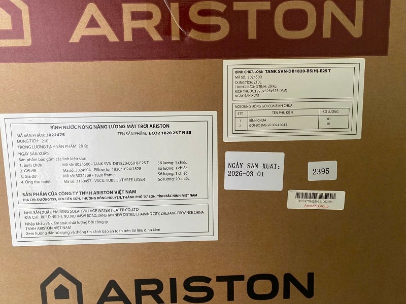 Tem Bảo hành Máy nước nóng mặt trời Ariston Tem Bảo hành Máy nước nóng mặt trời Ariston