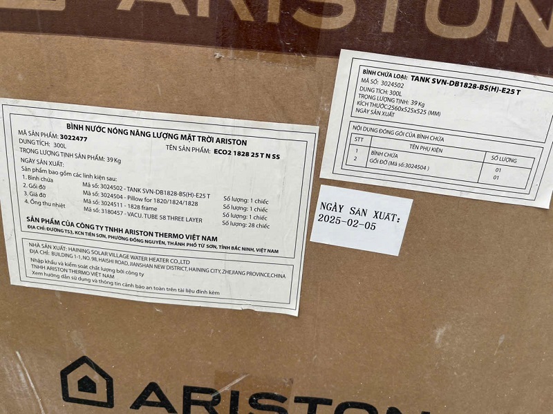 Thông số Máy năng lượng Ariston 300L-28 ống F58 chính hãng Thông số Máy năng lượng Ariston 300L-28 ống F58 chính hãng