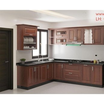Tủ bếp inox 304 Hwata, cửa gỗ xoan đào HWXD 02