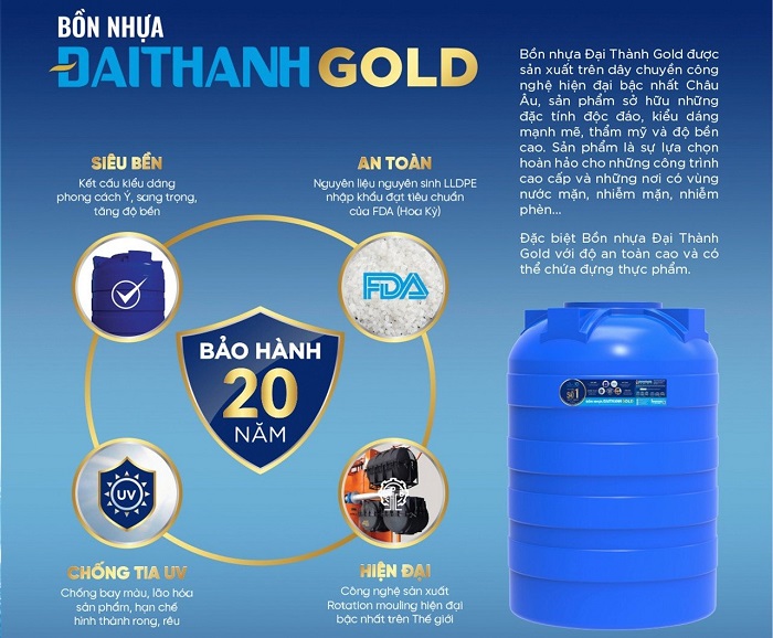 Ưu điểm sản phẩm Bồn nhựa Đại Thành Gold Ưu điểm sản phẩm Bồn nhựa Đại Thành Gold