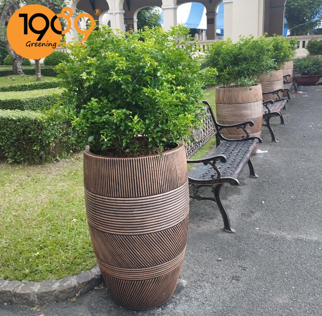 Chậu Xi Măng Đá Mài Trồng Cây Cảnh Loại Lớn