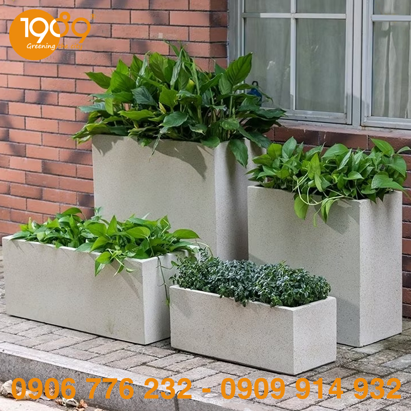 chậu xi măng đá mài chữ nhật giá rẻ