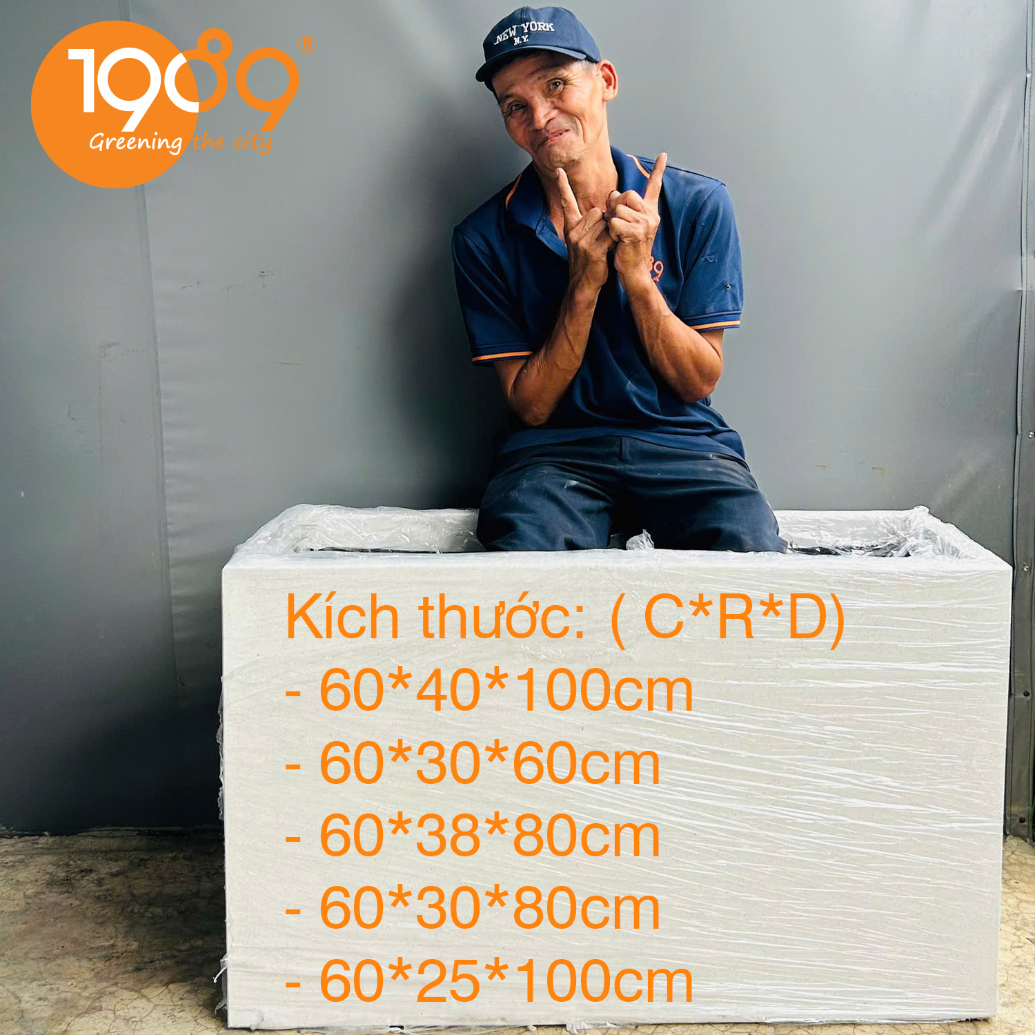 Chậu Đá Mài Chữ Nhật 60x30x80cm