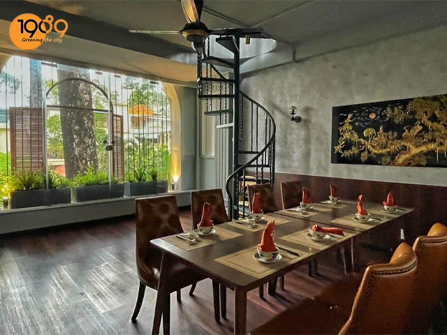 trang trí cây xanh cho nhà hàng chay