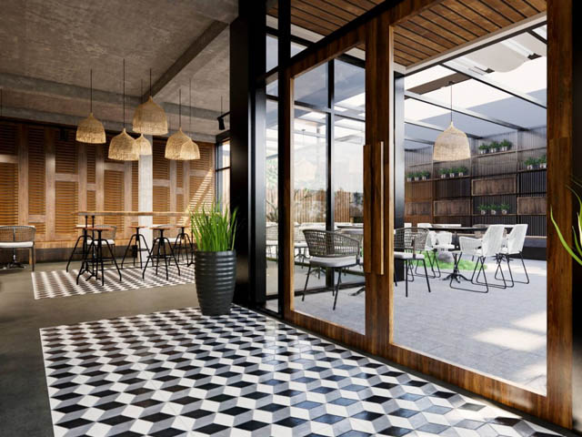 chậu trồng cây quán cafe phong cách HIỆN ĐẠI 3