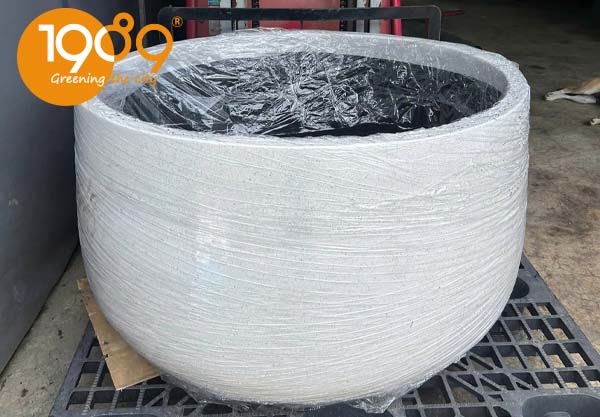chậu xi măng đá mài tròn bầu 60*100