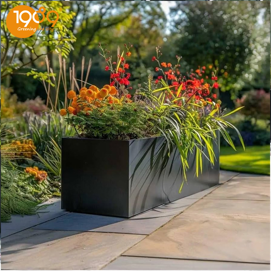 chậu xi măng đá mài chữ nhật 50*50*100