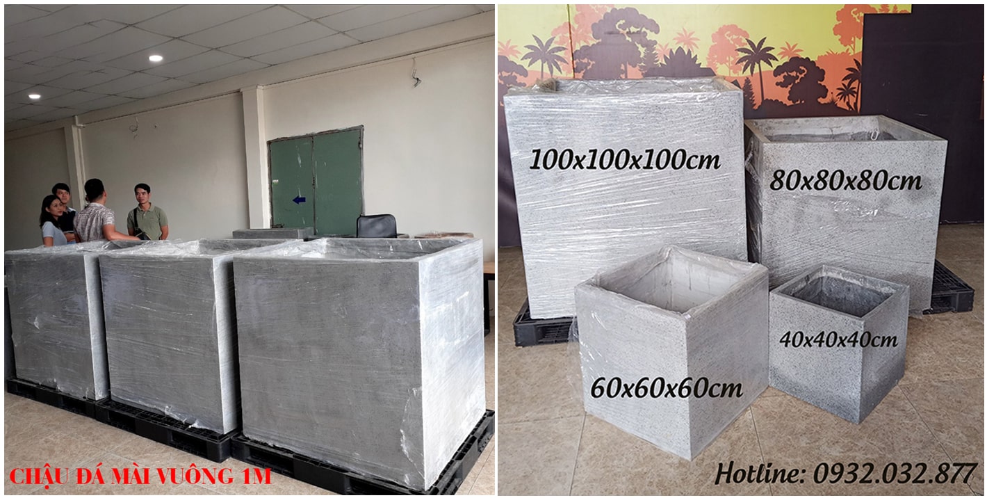 2. Chậu xi măng đá mài vuông