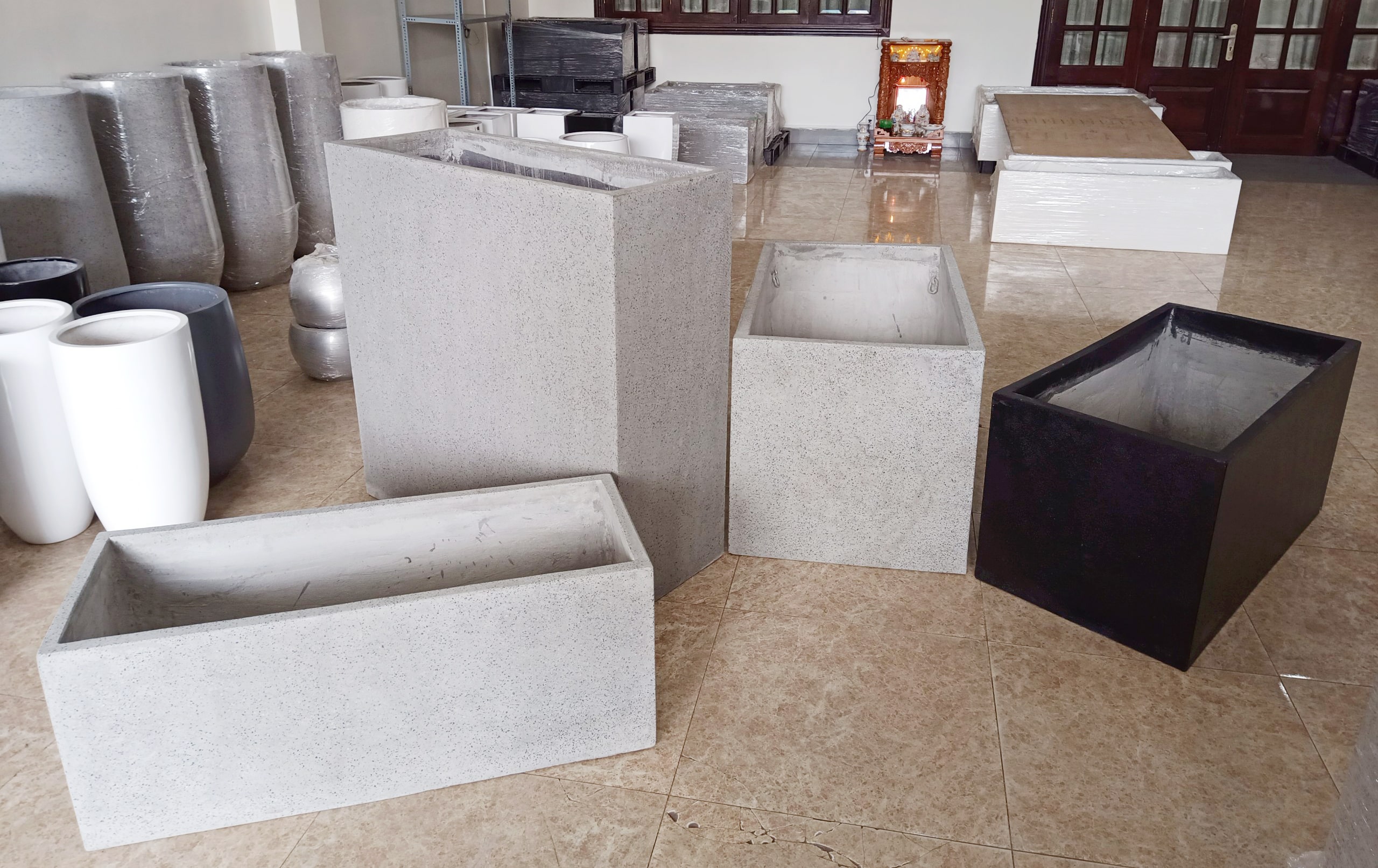 Chậu xi măng đá mài Chữ Nhật 1989