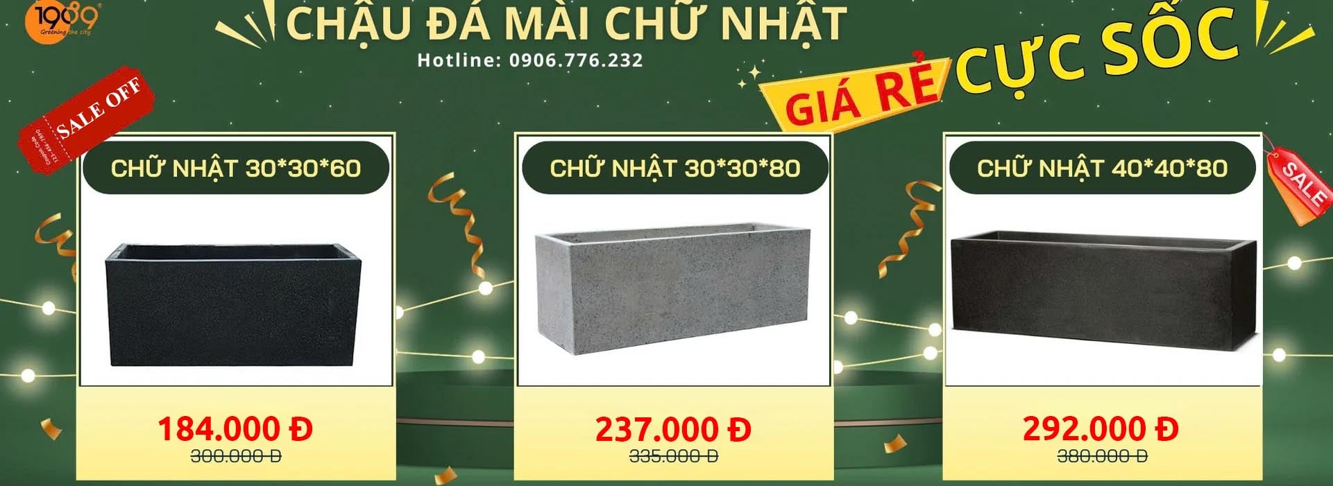 CHẬU XI MĂNG ĐÁ MÀI CHỮ NHẬT – Tối ưu không gian, tạo vách ngăn xanh