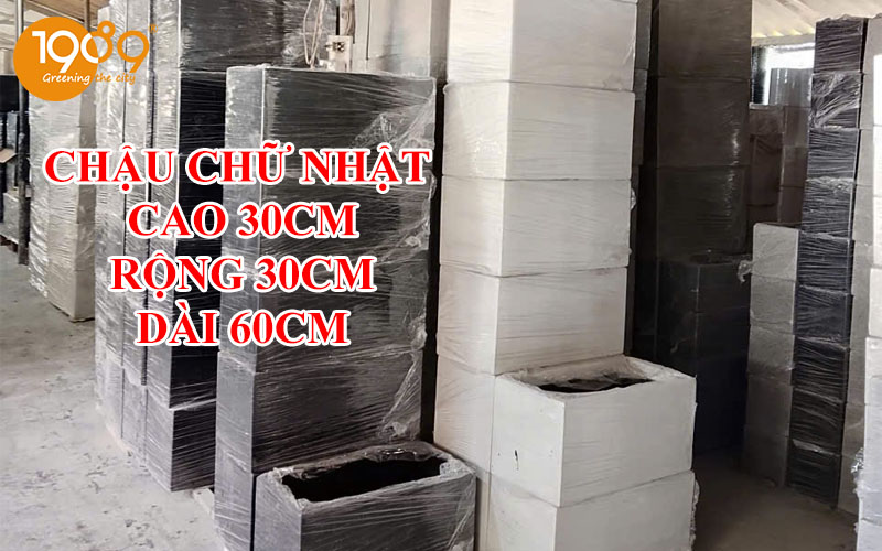 Chậu đá mài chữ nhật 30x30x60cm