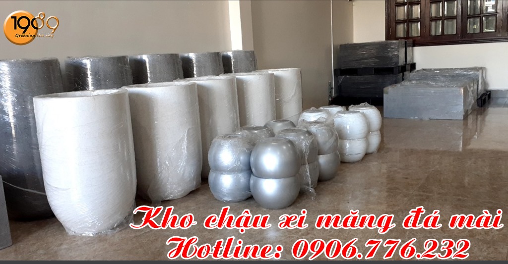 chậu cảnh đá mài trồng cây