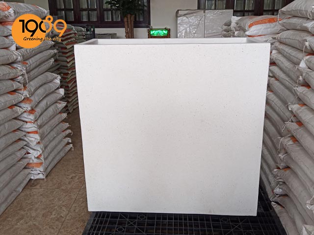 chậu đá mài chữ nhật màu trắng 3