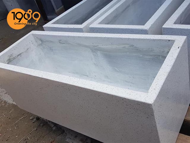 chậu kiểng đá mài màu trắng