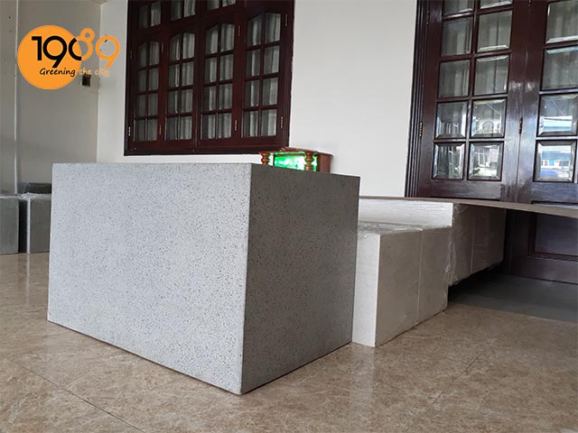 chậu trồng cây chữ nhật xi măng đái mài lớn dài 1m