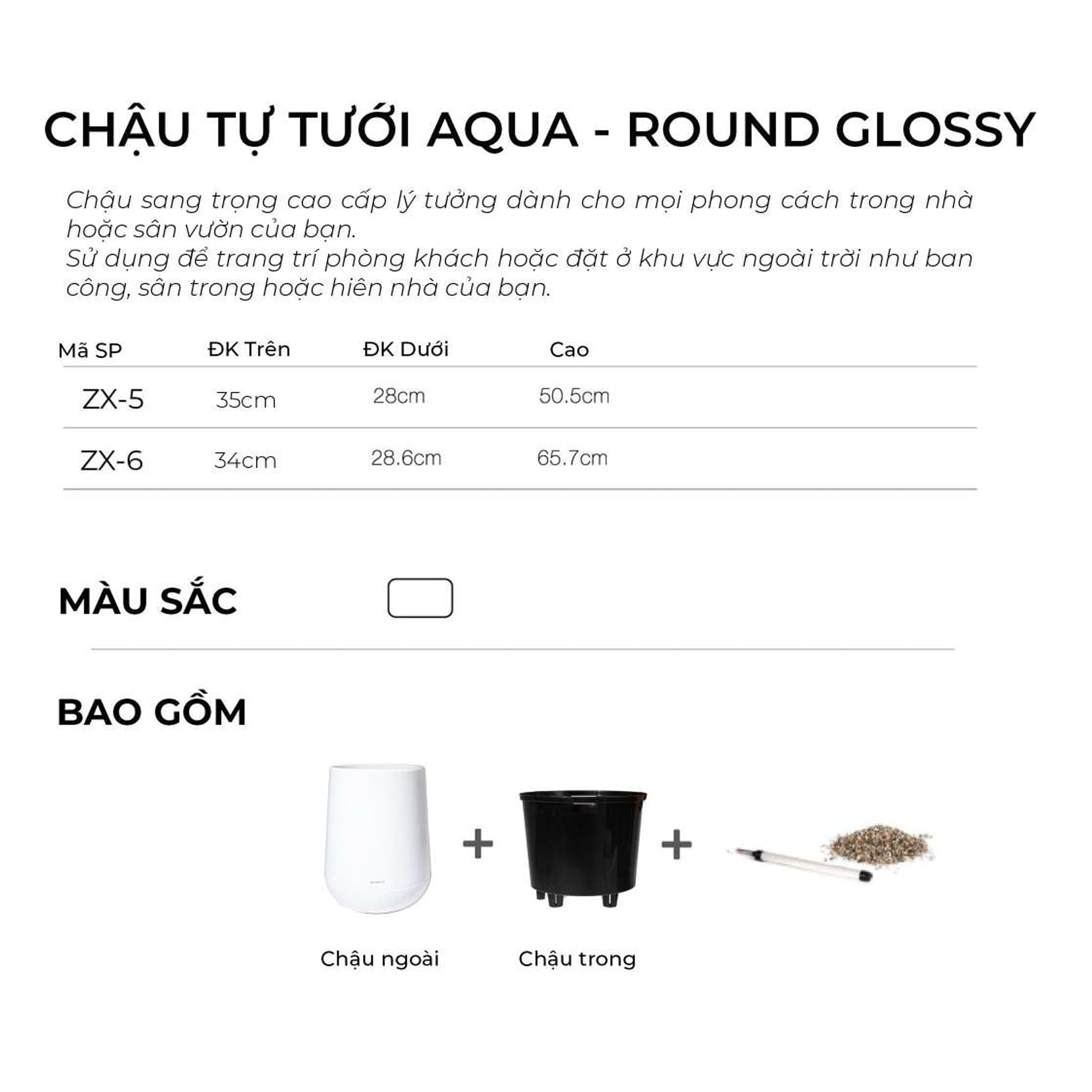 Chậu Tự Tưới AQUA-Round Glossy