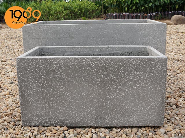 chậu xi măng đá mài chữ nhật xám