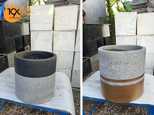 chậu xi măng đá mài tròn đẹp