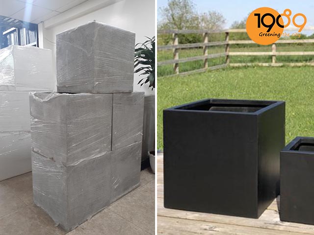 chậu xi măng đá mài vuông lớn 1m