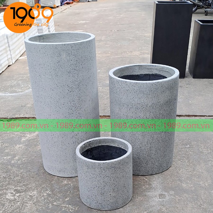 Chậu Xi măng đá mài Tròn Trụ Giá Rẻ Tại SG