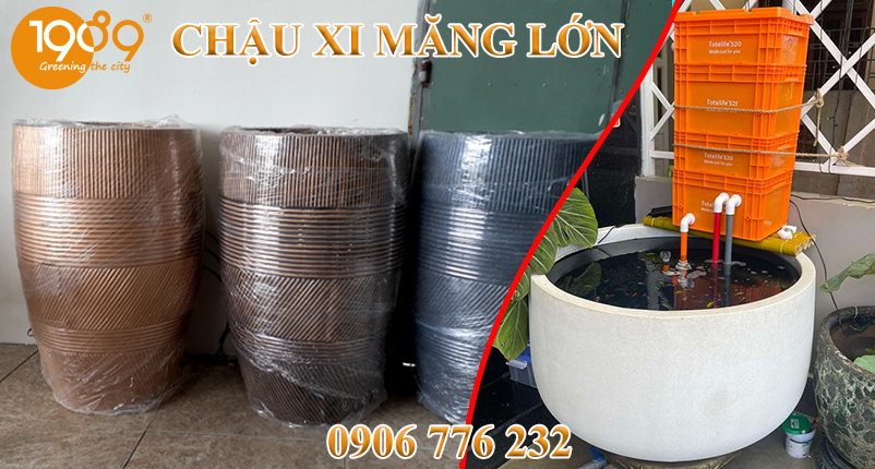 Chậu Xi Măng Lớn 1989: Đá Mài Cao Cấp Nâng Tầm Kiến Trúc