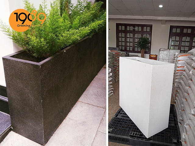 chậu xi măng xuất khẩu chậu đá mài hình chữ nhật đứng