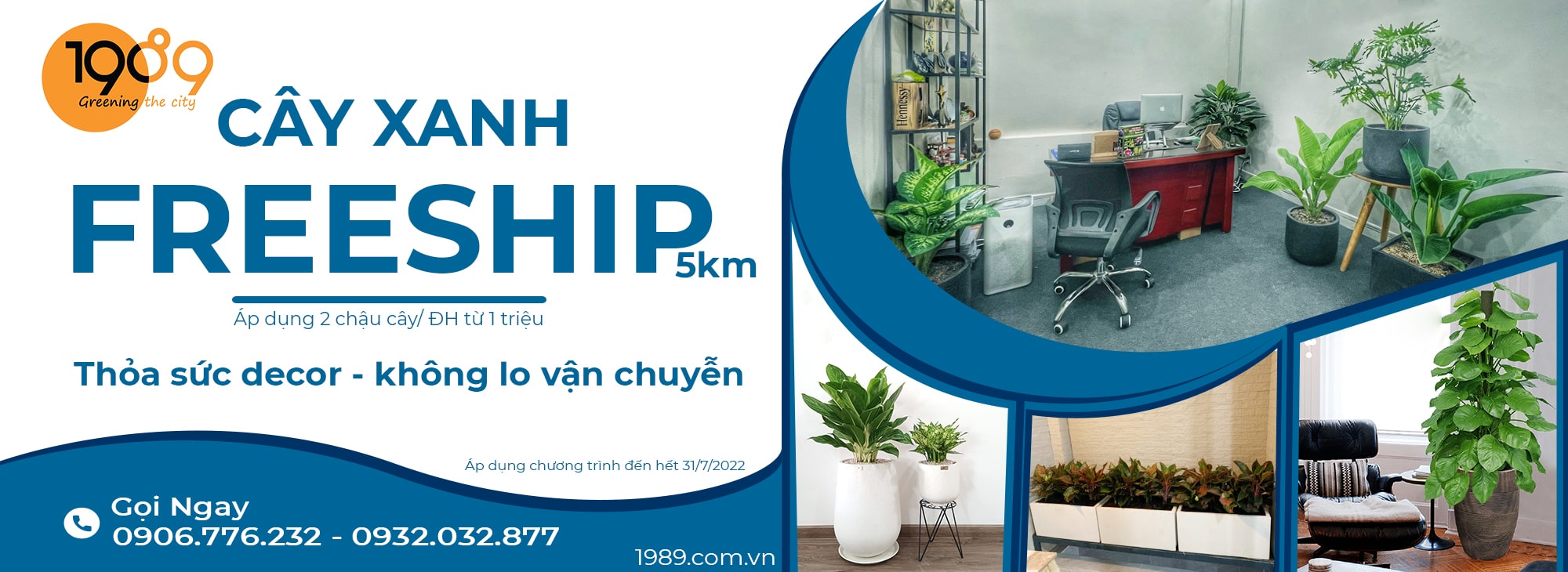 Chương trình miễn phí vận chuyển cây xanh nội thất - cây xanh văn phòng