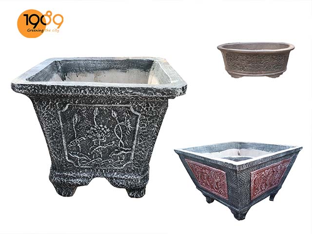 Mẫu chậu trồng cây cảnh trang trí ngày tết vuông và chữ nhật
