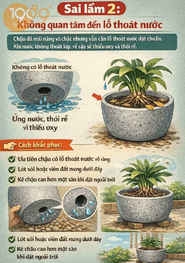 Sai lầm 2: Không quan tâm đến lỗ thoát nước