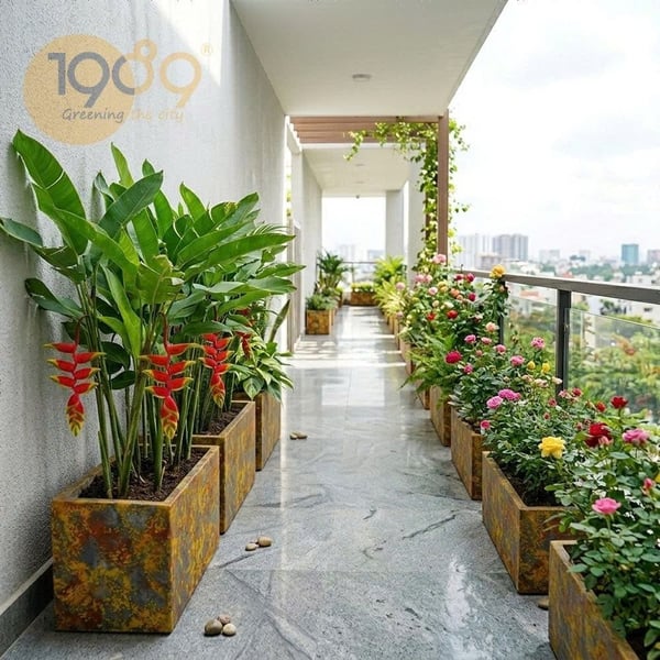 Chậu Chữ Nhật Vân Loang 30*30*60cm