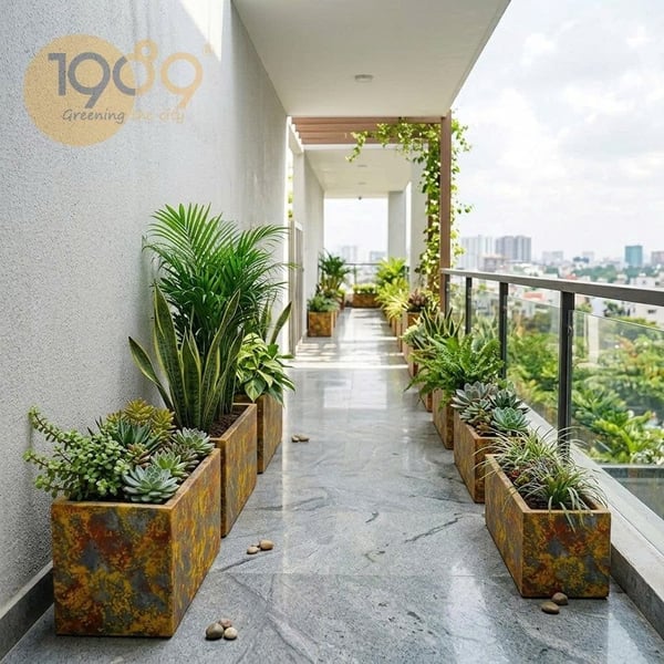 Chậu Chữ Nhật Vân Loang 30*30*60cm