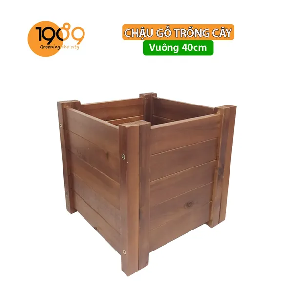 Chậu Gỗ Trồng Cây Vuông 40cm