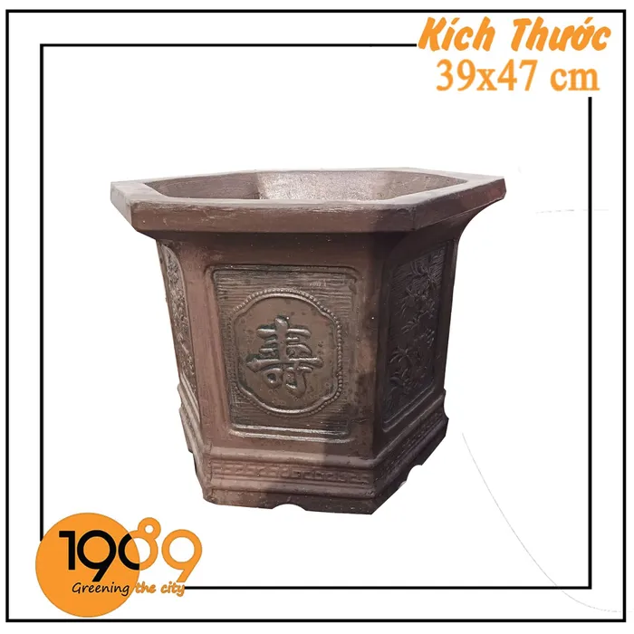 Chậu Bonsai Vuông Miện Tròn 39x47cm