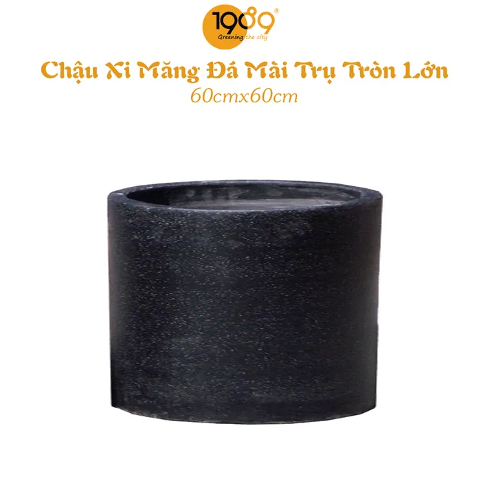 Chậu Xi Măng Đá Mài Trụ Tròn Lớn 60x60cm