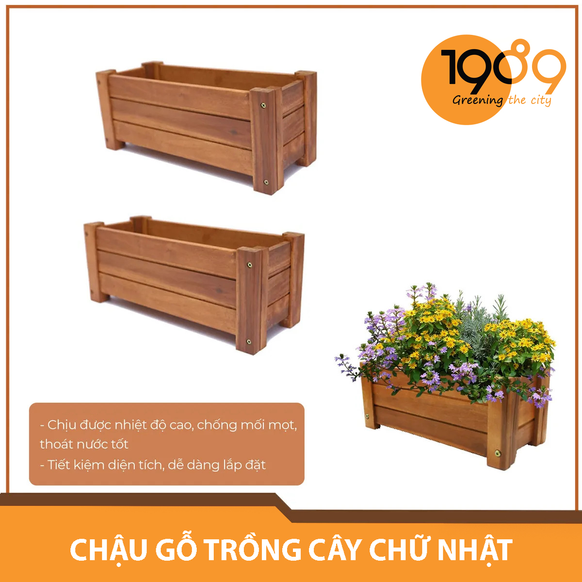 Top Những Mẫu Chậu Gỗ Trồng Hoa hình chữ nhật Được Yêu Thích 