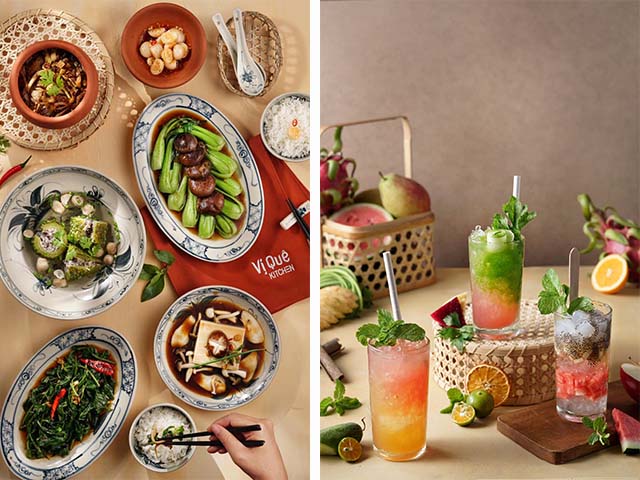 trang trí cây xanh cho nhà hàng chay Q1