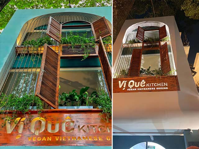 trang trí cây xanh nhà hàng chay vị quê