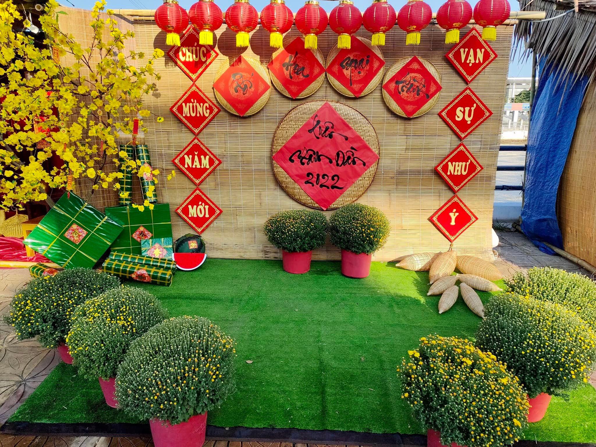 trang trí tết bằng tre