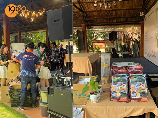 trưng bày sản phẩm đất hữu cơ