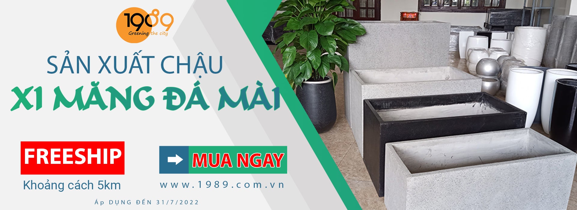 Xưởng sản xuất chậu trồng cây xi măng đá mài - freeship 5km