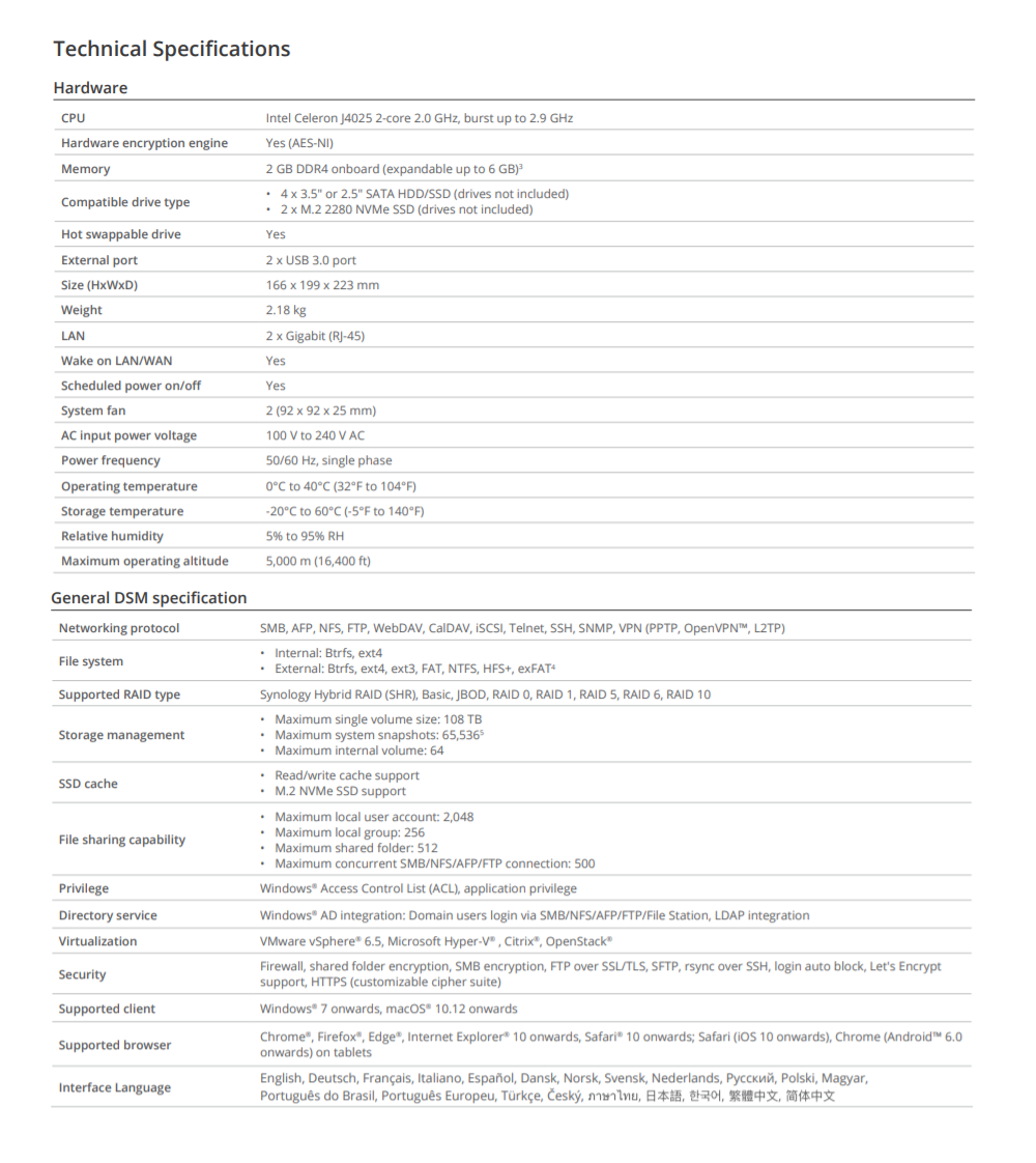 Thiết bị lưu trữ mạng NAS Synology DS420+ Thiết bị lưu trữ mạng NAS Synology DS420+