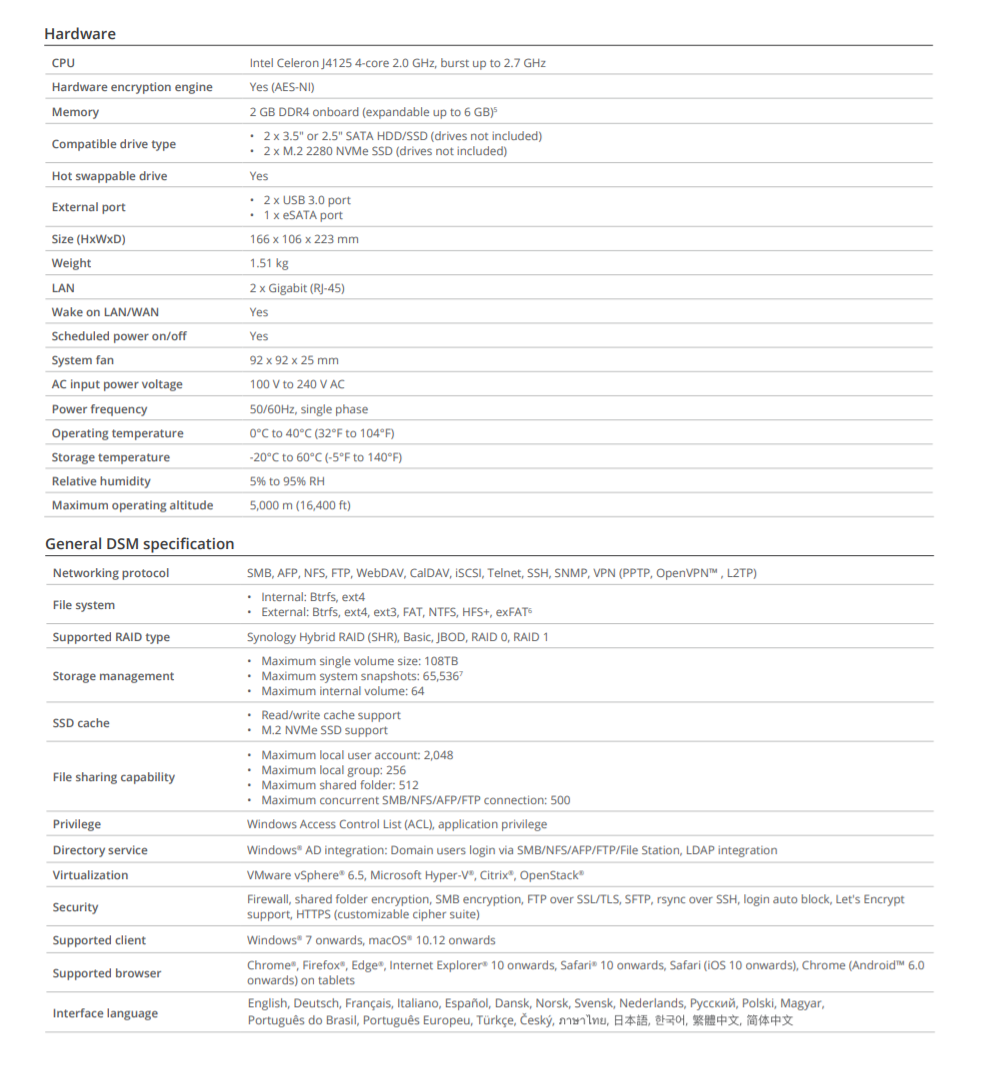 Thiết bị lưu trữ mạng NAS Synology DS720+ Thiết bị lưu trữ mạng NAS Synology DS720+