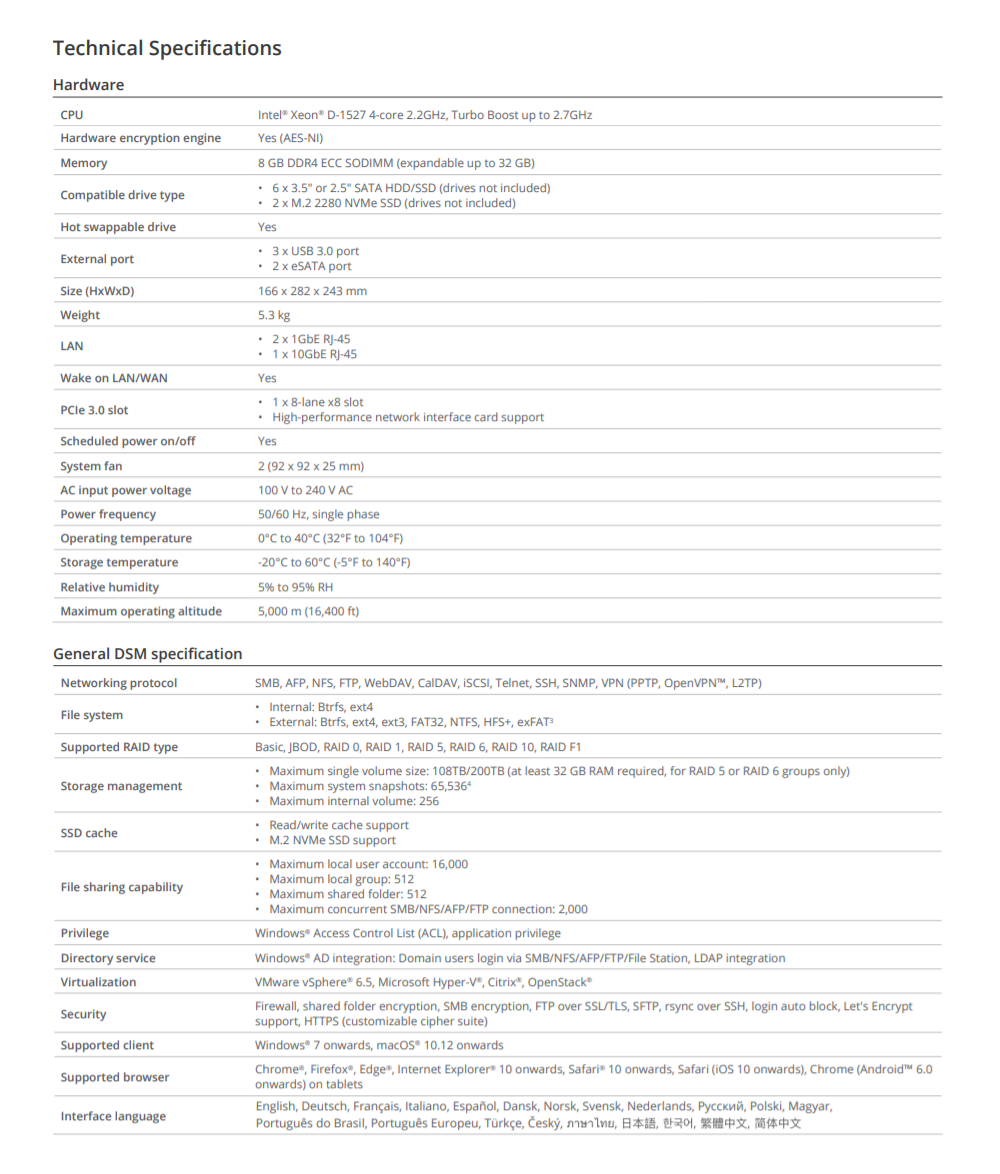 Thiết bị lưu trữ mạng NAS Synology DS1621xs+ Thiết bị lưu trữ mạng NAS Synology DS1621xs+